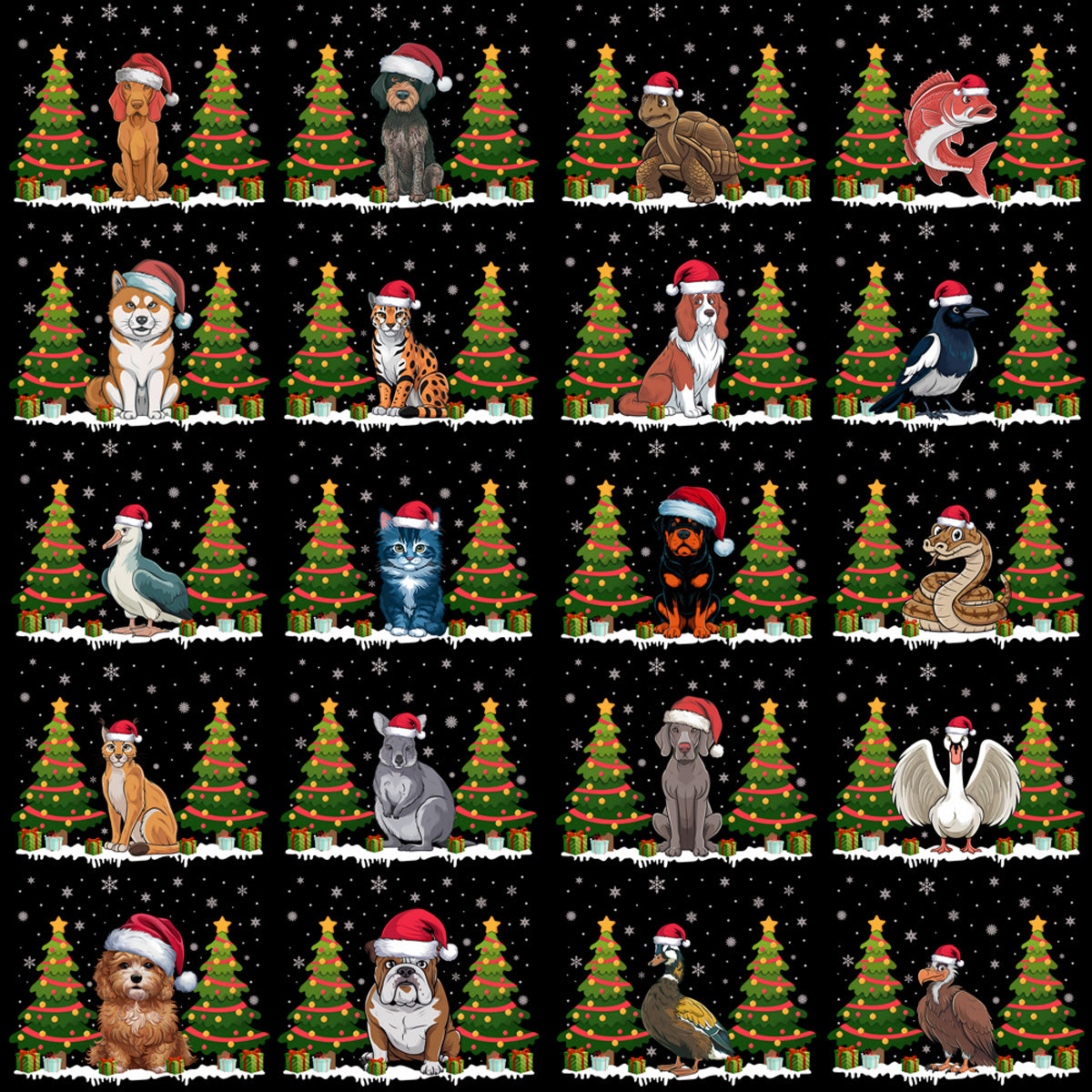 85 Christmas Tree Animals Designs Bundle PNG