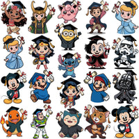 Load image into Gallery viewer, 80 Pop Culture Cartoons Graduation Designs Bundle PNG
