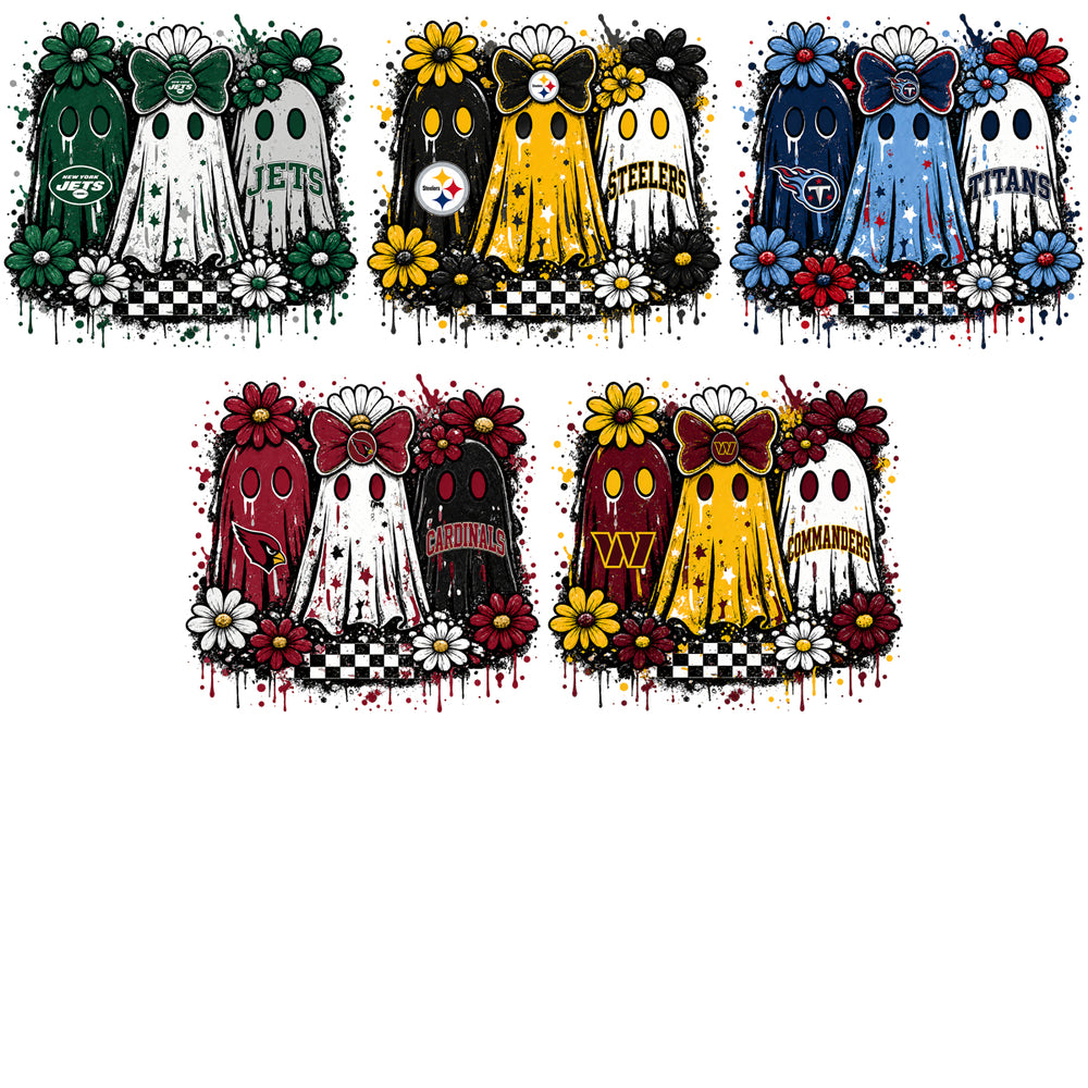 32 Cute Ghosts Football Teams Colors Halloween Designs Bundle PNG