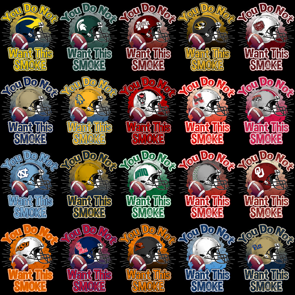 125 College Football You Do Not Want This Smoke Helmet PNG Designs Bundle