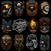 Load image into Gallery viewer, Harley-Davidson motorcycle designs with eagles, skulls, flames, and vintage bikes for DTF, DTG, embroidery
