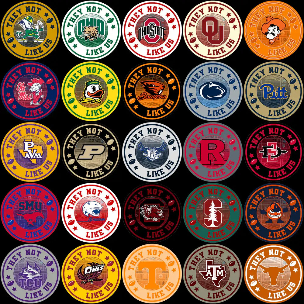 128 College NCAA They Not Like Us Circles Logos PNG Designs Bundle