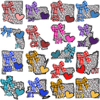 Load image into Gallery viewer, 48 USA Popular States Map Heart Bow Designs Bundle PNG
