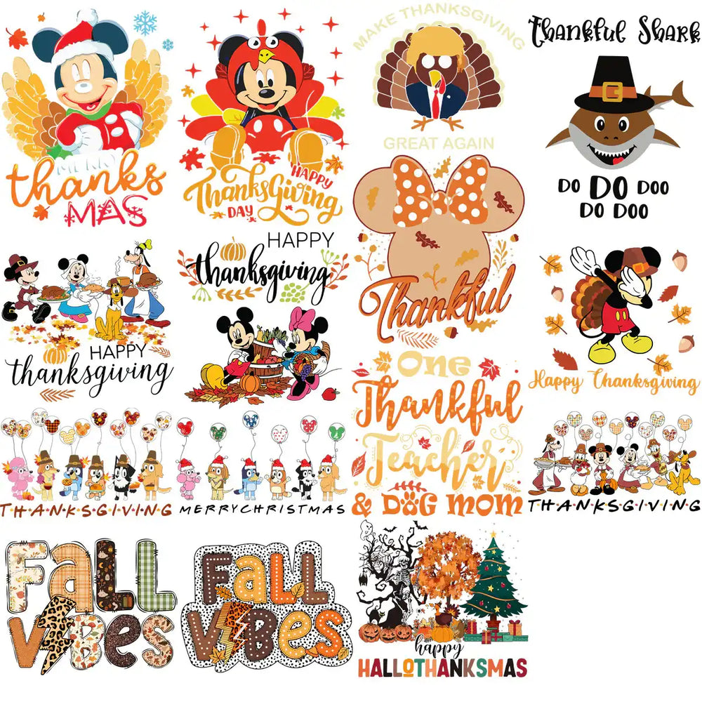 55 Thanksgiving Mix Cartoon Fall V2 Designs Bundle PNG