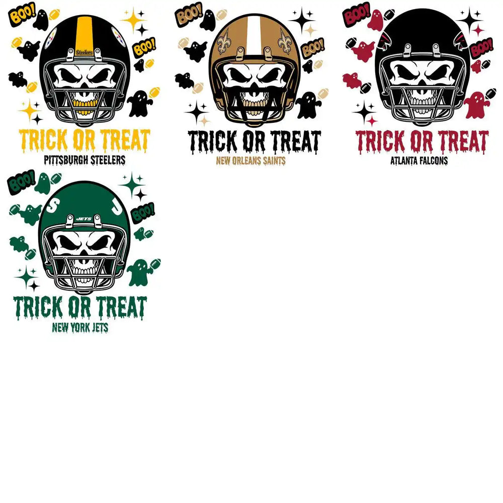30 Trick or Treat Halloween Helmet Football Designs Bundle PNG