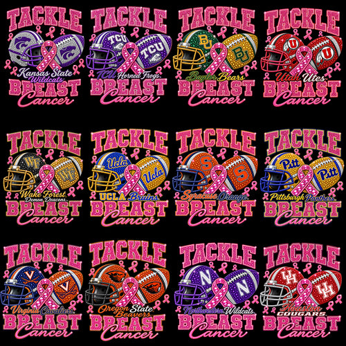 65 College Football NCAA Teams Tackle Breast Cancer Awareness Designs Bundle PNG