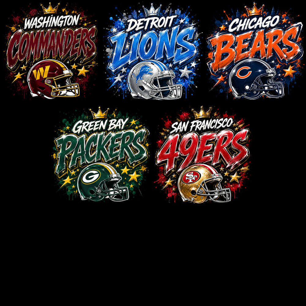32 Graffiti Football Teams Helmet Crown Designs Bundle PNG