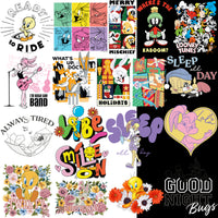 Load image into Gallery viewer, Looney Tunes character designs for t-shirts, featuring Bugs Bunny, Tweety, and more in vibrant, print-ready styles.
