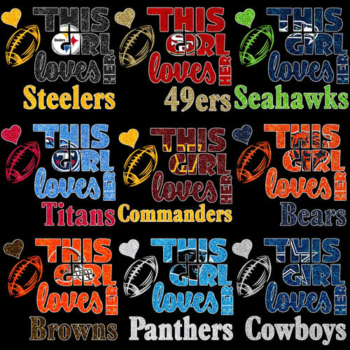 32 This Girl Loves Football Logo Teams Glitter Designs Bundle PNG