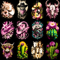 Load image into Gallery viewer, 66 Cowgirl Rodeo Western Coastal Halftone Designs Bundle PNG
