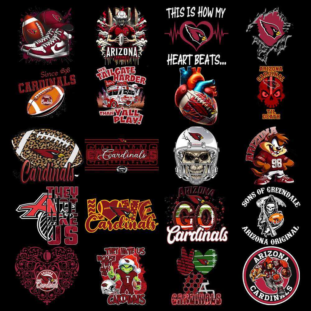 48 Arizona Cardinals V2 Football Designs Bundle PNG