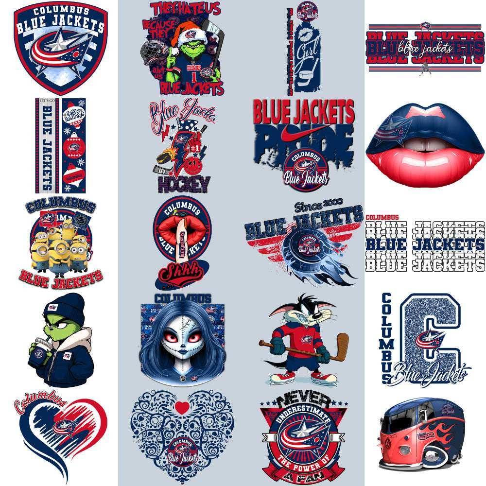 37 Columbus Blue Jackets Ice Hockey Designs Bundle PNG