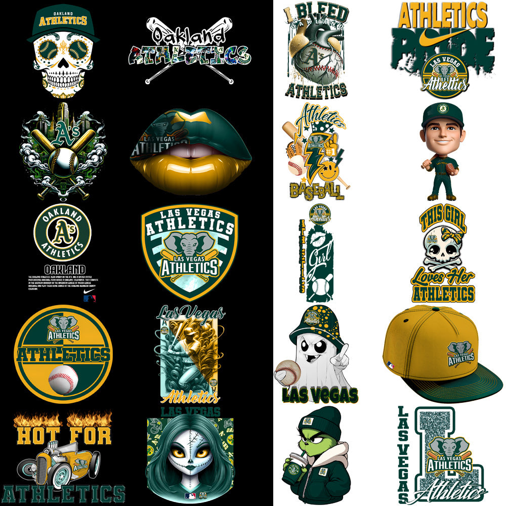 69 Athletics Baseball Designs Bundle PNG