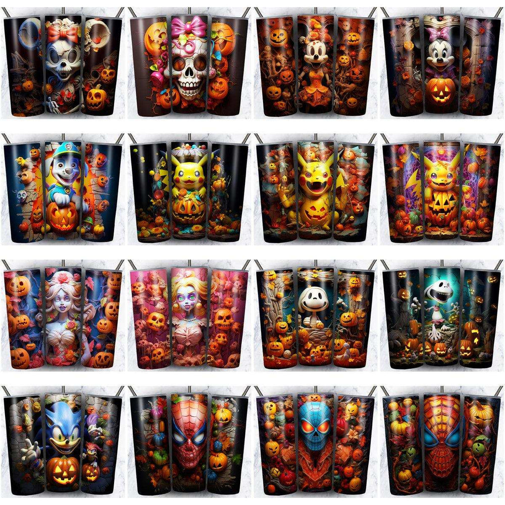 99 3D Horror Cartoon Tumbler Wrap Designs Bundle JPG