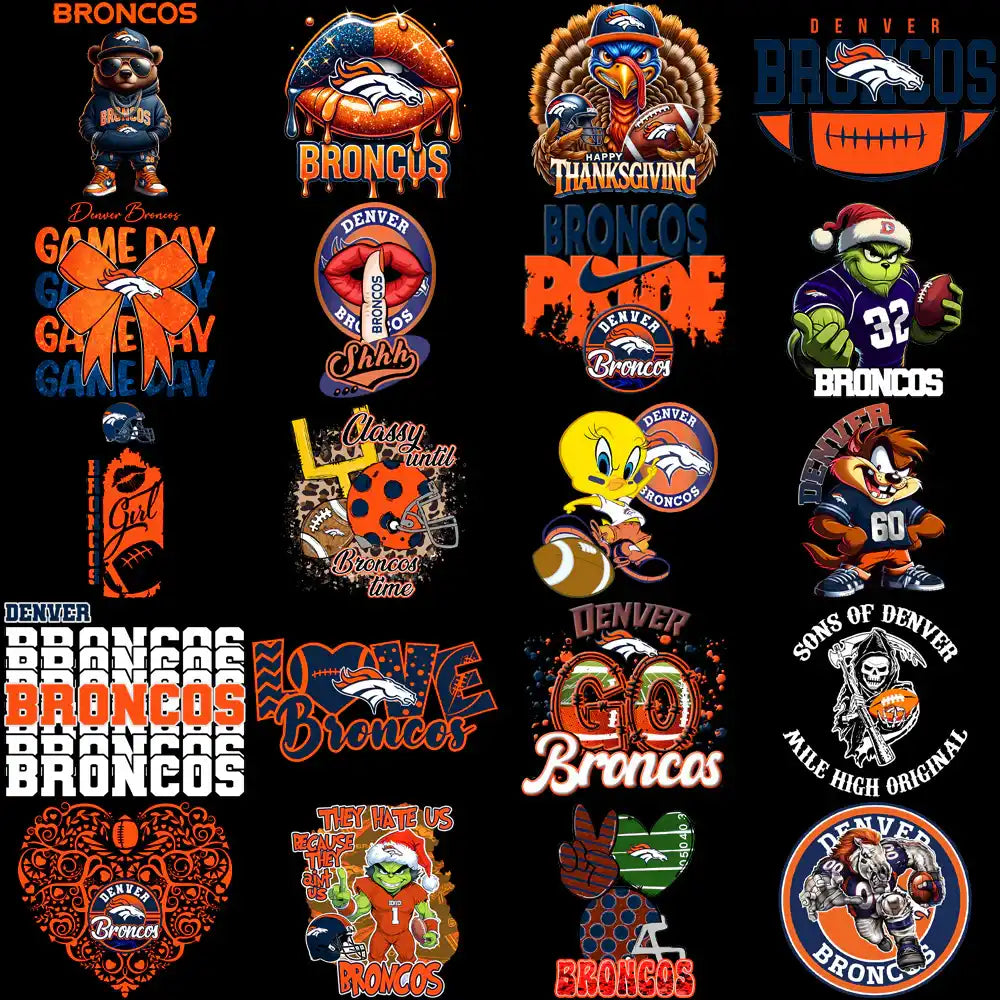 48 Denver Broncos V2 Football Designs Bundle PNG