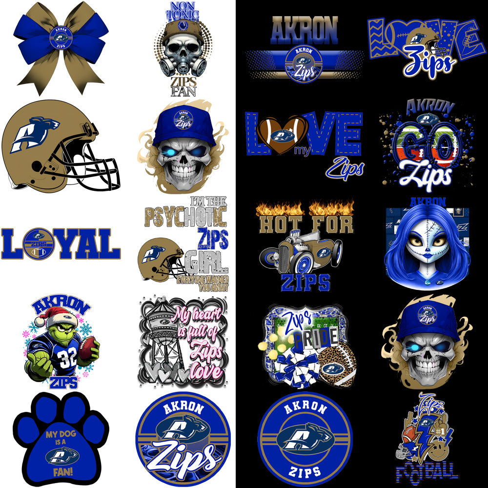 36 Akron Zips Designs Bundle PNG