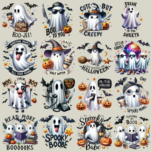 19 lustige Halloween-Geister-Designs-Bundle PNG