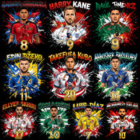Load image into Gallery viewer, Vibrant soccer player designs with dynamic splashes, ideal for DTF/DTG and embroidery projects.
