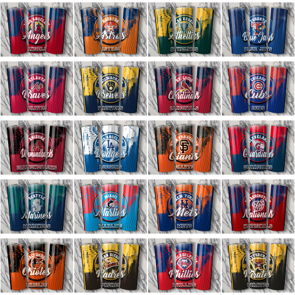 30 Baseball Teams Dot Logo Tumbler Wrap Bundle JPG