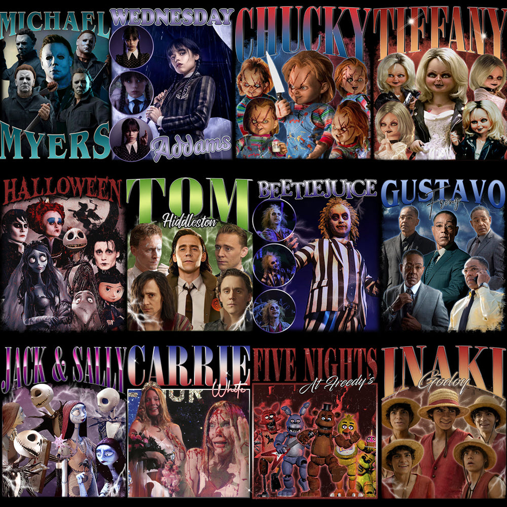 52 Celebrity Fan Mixed Bootleg 90s V8 Designs Bundle PNG