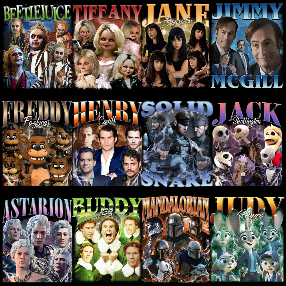 50 Celebrity Fan Mixed Bootleg 90s V3 Designs Bundle PNG