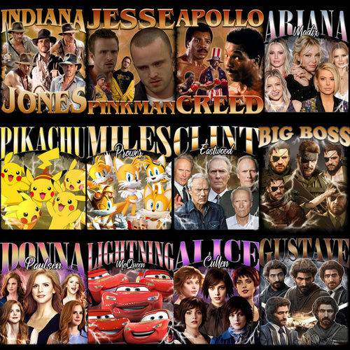 50 Celebrity Fan Mixed Bootleg 90s V5 Designs Bundle PNG