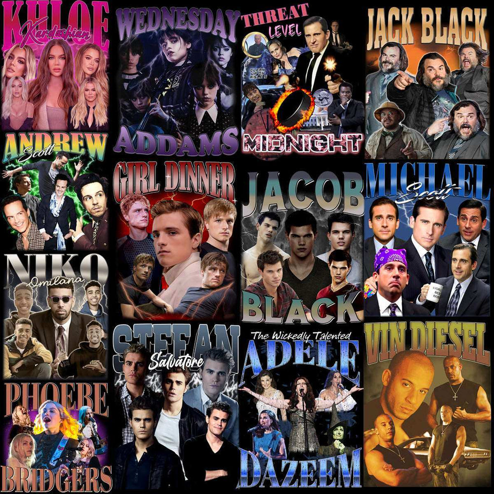 61 Movie Celebrity Series TV Bootleg Designs Bundle PNG