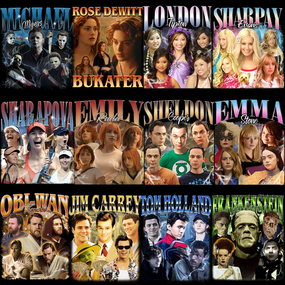 50 Celebrity Fan Mixed Bootleg V1 Designs Bundle PNG