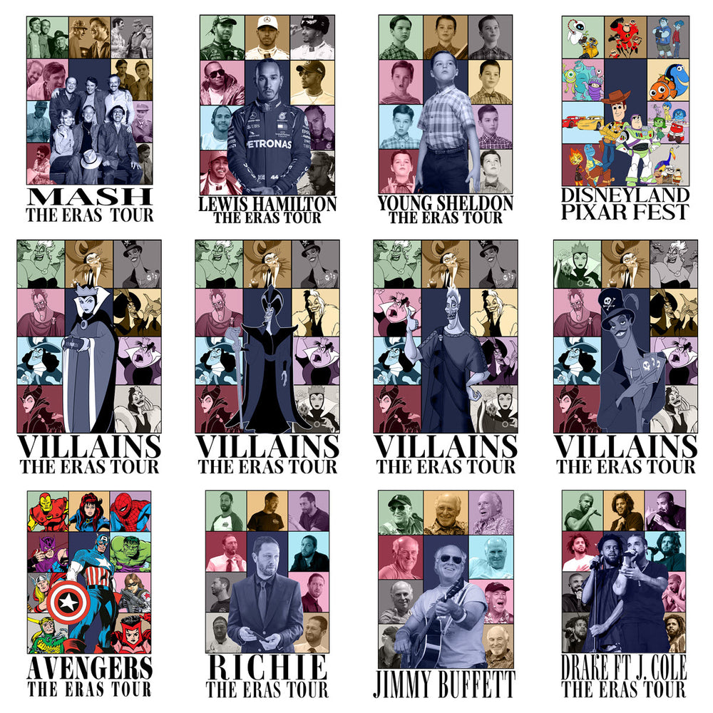 60 Pop Culture Eras Tour V1 Designs Bundle PNG