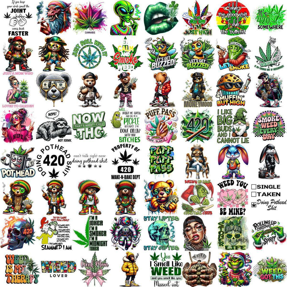 300 Weed Dope 420 Cannabis Marijuana Designs Bundle PNG