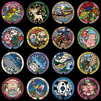 Load image into Gallery viewer, Pokémon-themed circular designs featuring Eevee, Jigglypuff, Snorlax &amp; more, perfect for DTF/DTG printing
