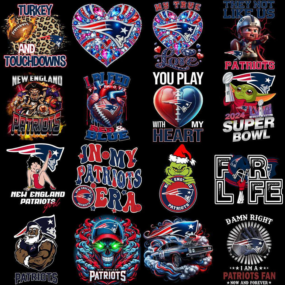 60 Mega Football Team New England Patriots Mixed V2 Designs Bundle PNG