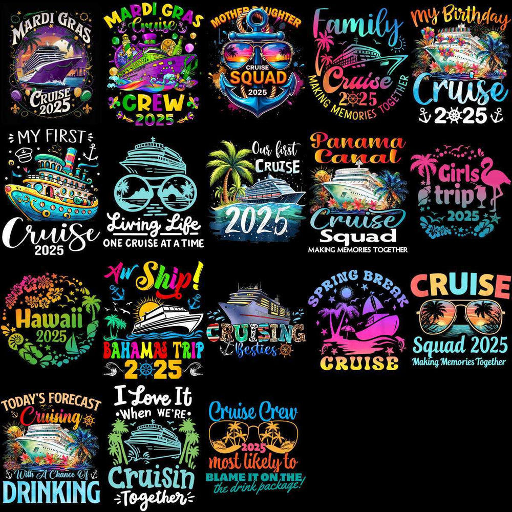80 Family Vacation Cruise 2025 Designs Bundle PNG