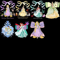 Load image into Gallery viewer, Disney princess designs for DTF, DTG, embroidery with quotes and bows
