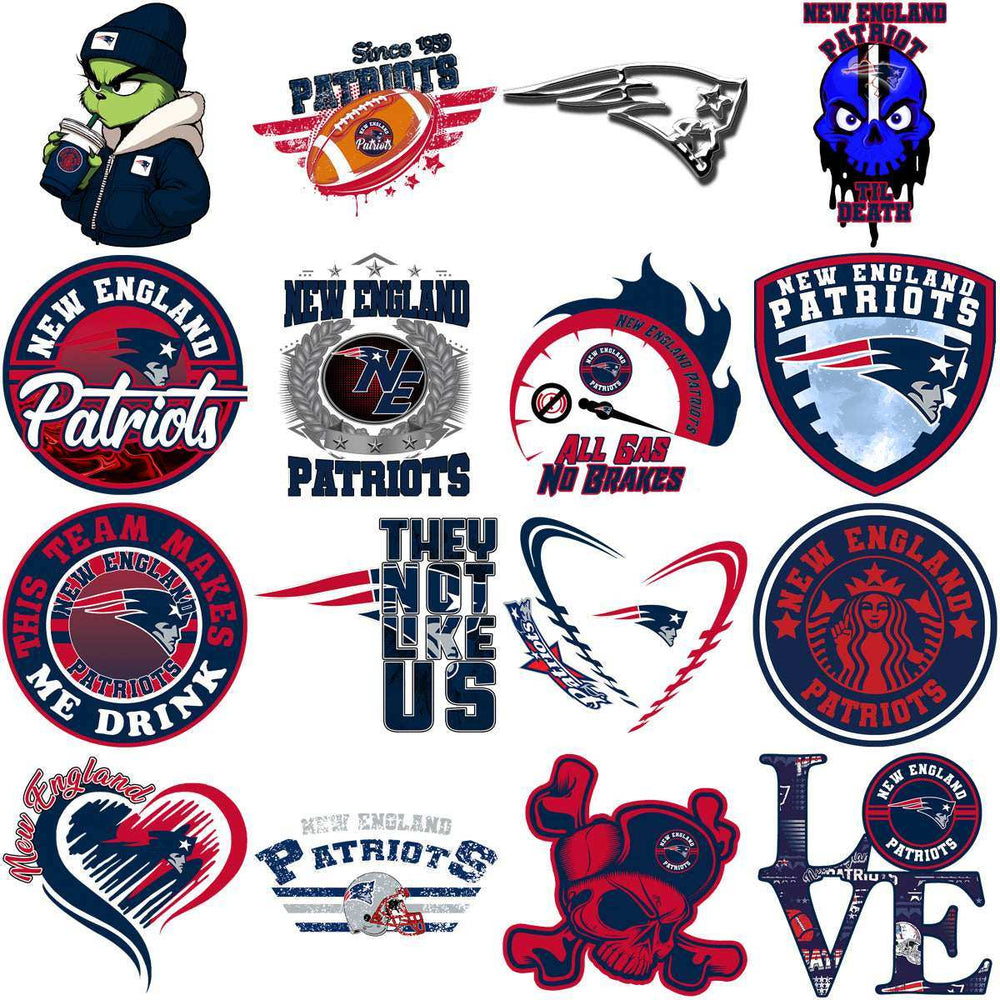 95 Mega Football Team New England Patriots Mixed V4 Designs Bundle PNG