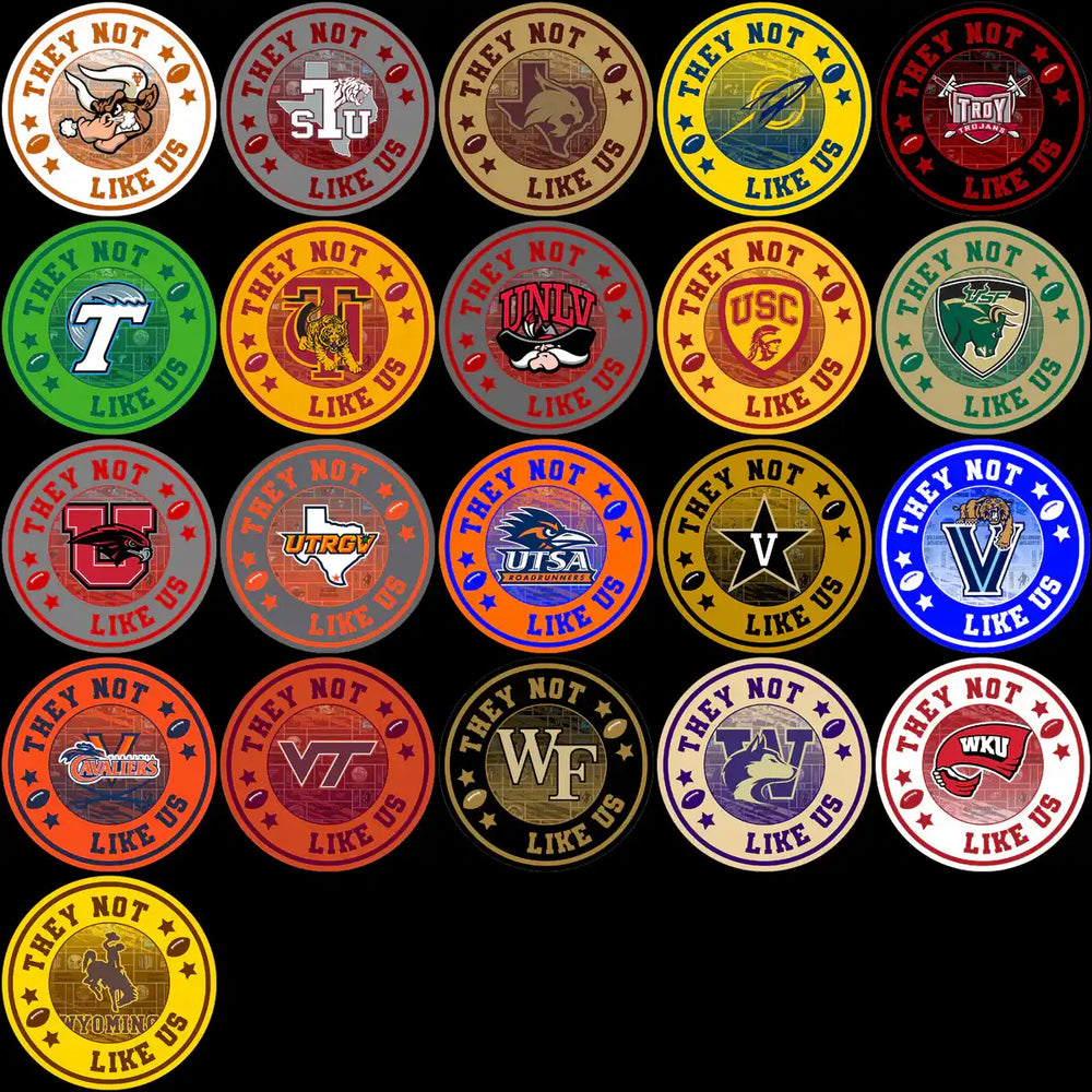 128 College NCAA They Not Like Us Circles Logos PNG Designs Bundle