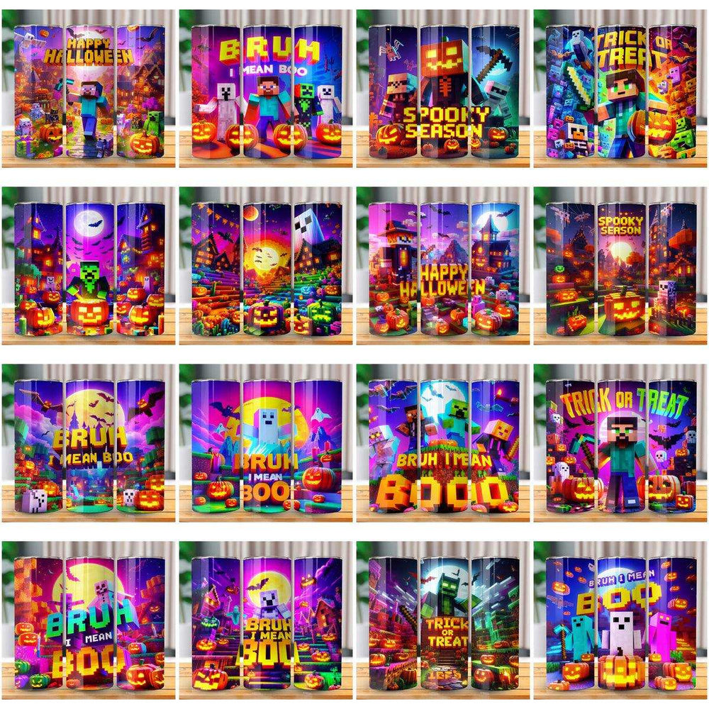 35 HALLOWEEN MINECRAFT Gaming Tumbler Wrap Bundle JPG