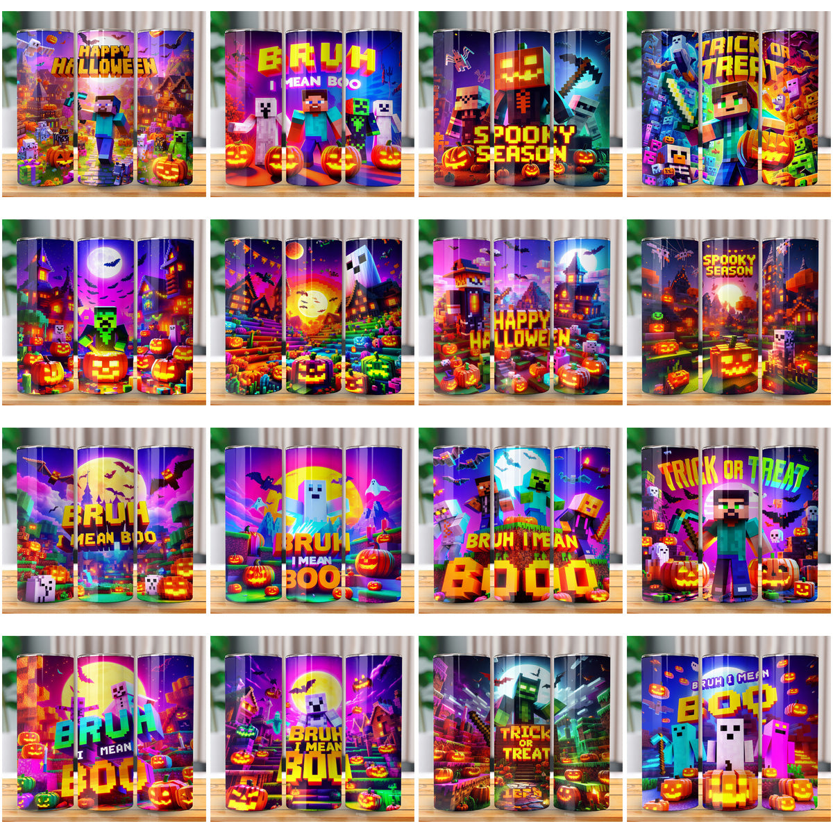 35 HALLOWEEN MINECRAFT Gaming Tumbler Wrap Bundle JPG