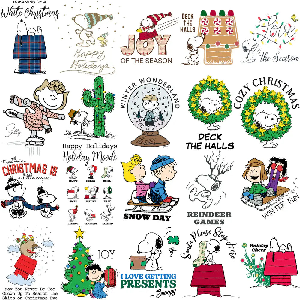 100 Snoopy Cartoon CHRISTMAS Designs Bundle PNG