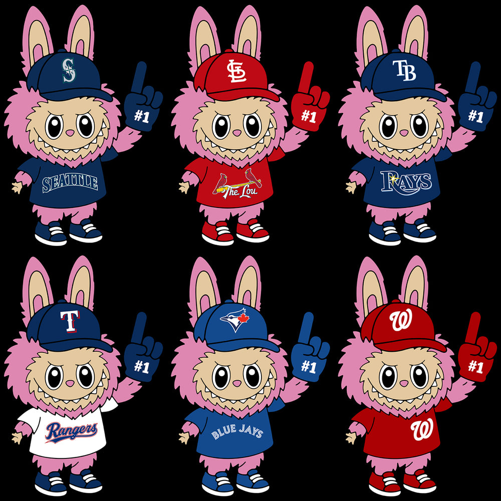 30 Baseball Teams Logo Labubu #1 Designs Bundle PNG SVG