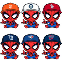 Load image into Gallery viewer, 30 Baseball Teams Spiderman Cap Superhero Kids Designs Bundle PNG
