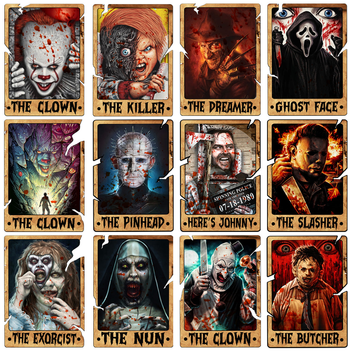 90 Halloween Cards Horror Movie Designs Bundle PNG