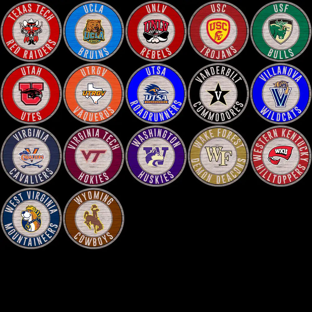 129 College NCAA Wood Circle Logo PNG Designs Bundle