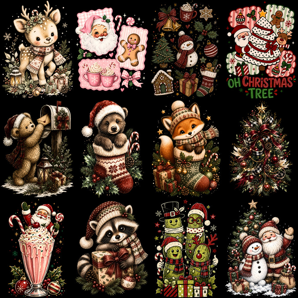 54 Christmas Holiday Mega Halftone Designs Bundle PNG