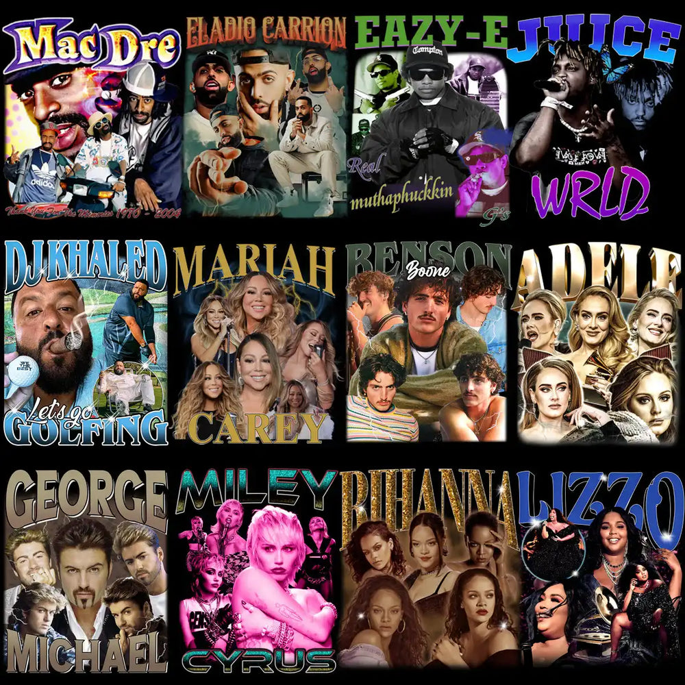 51 Music Artists Bootleg Stars Mixed Designs Bundle PNG