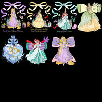 Load image into Gallery viewer, Disney princess designs for DTF, DTG, embroidery with quotes and bows
