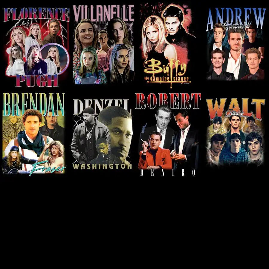 63 Popular Movies Series Artists Bootleg Designs Bundle PNG