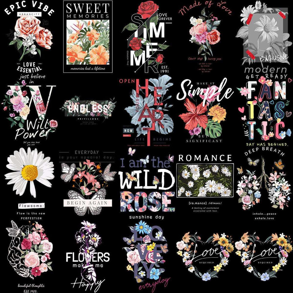 100 Floral Streetwear Designs Bundle PNG + EPS