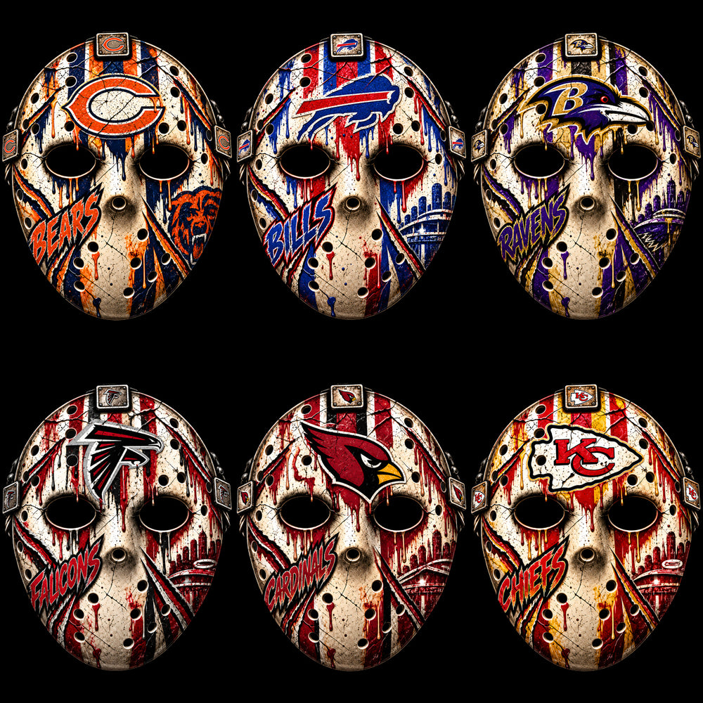 32 Horror Football Teams Jason Voorhees Mask Designs Bundle PNG