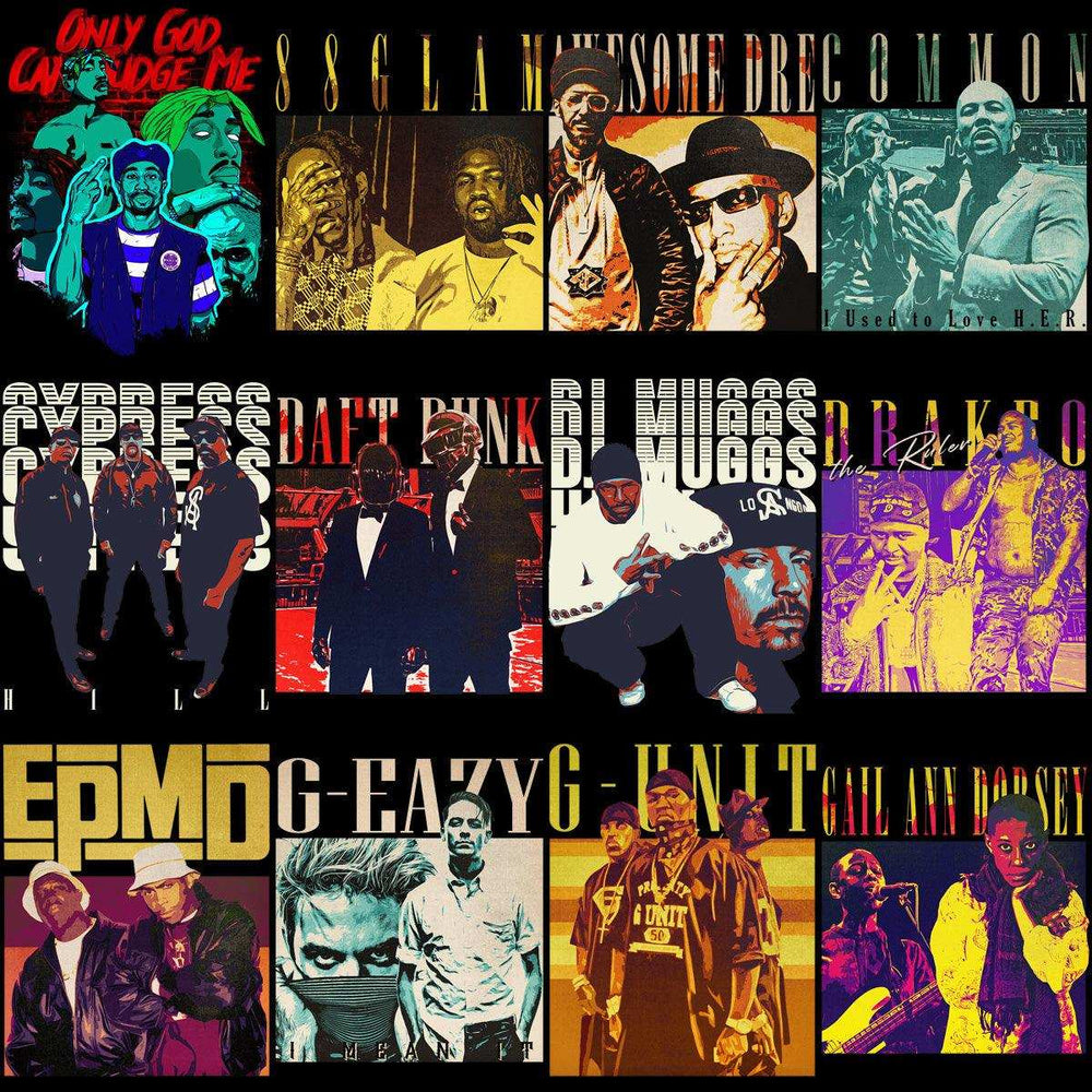 35 Music Popular Stars Homage Designs Bundle PNG